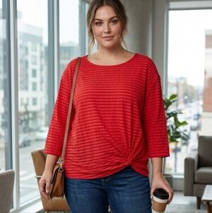 Zanzea Plus Size Striped Front-knot Textured Cotton Long Sleeve Blouse Size 5XL